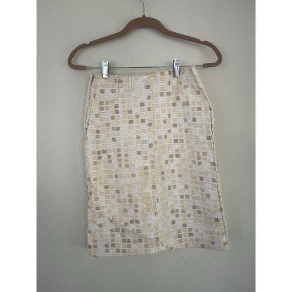 Project Alabama Designer Patchwork Skirt Tan Cream Size S Deadstock Couture Rare - Picture 2 of 13